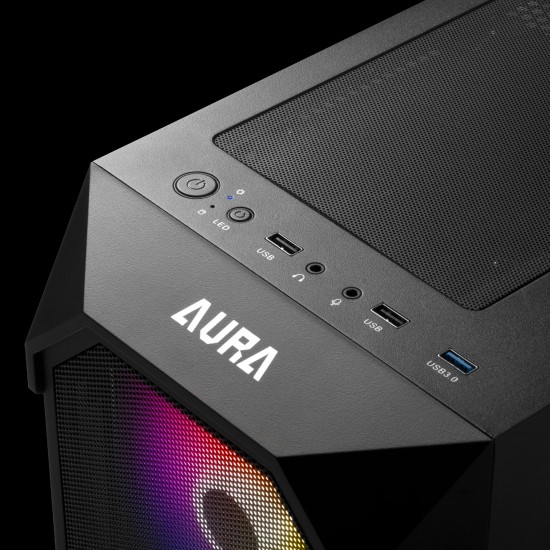 Gamdias кутия Case ATX - AURA GC1 - aRGB, Tempered Glass