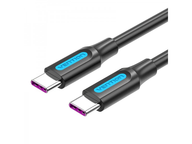 Vention Кабел USB 2.0 Type-C to Type-C - 1M Black 5A Fast Charge - COTBF
