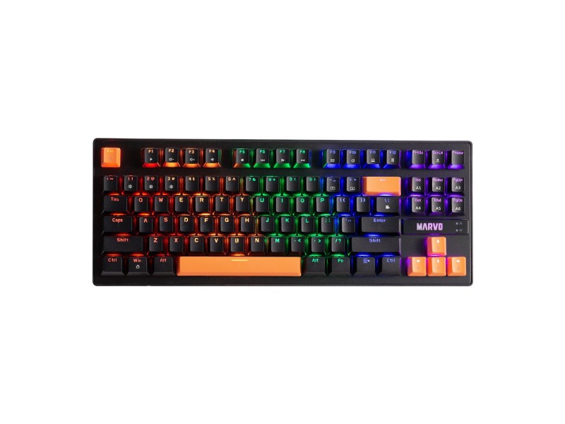 Marvo механична геймърска клавиатура Gaming Mechanical keyboard 87 keys, Orange caps TKL - KG901C