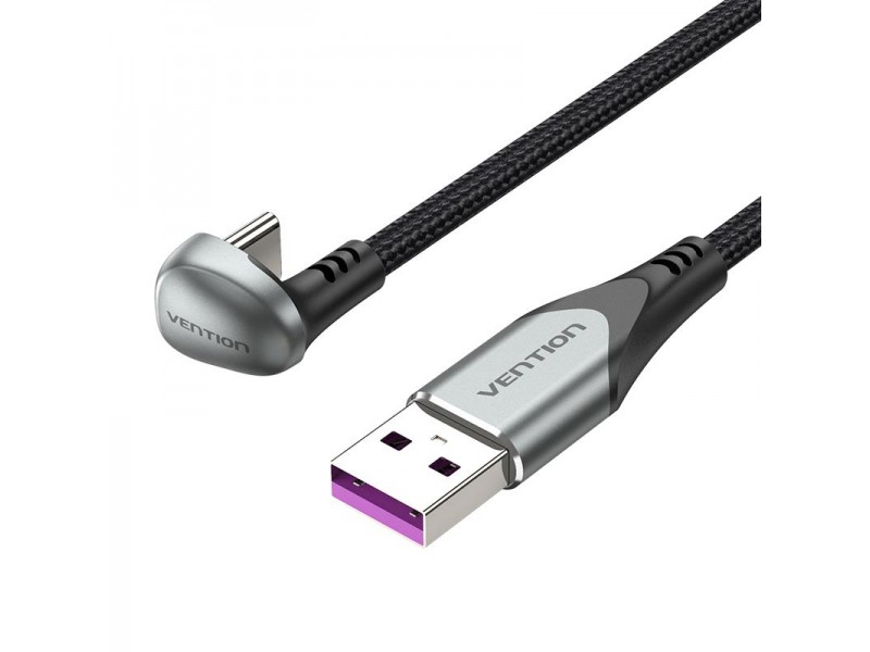 Vention Кабел USB 3.1 Type-C / USB 2.0 AM - 1M Black U-Shaped, Aluminum Alloy 5A - COHHF