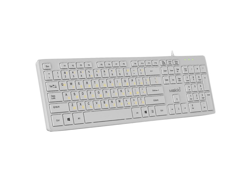 Makki нископрофилна кирилизирана клавиатура Keyboard USB BG - Low profile Chocolate - KB-C14 White