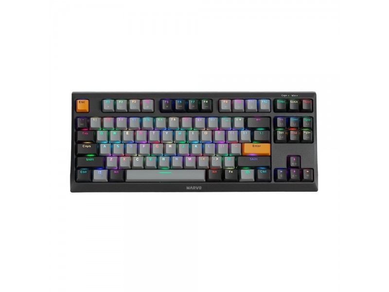 Marvo механична клавиатура Gaming Mechanical Keyboard KG980-B - RGB, Blue switches, TKL