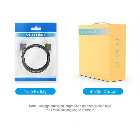 Vention Кабел за монитор Cable VGA HD15 M / M 2.0m Gold Plated, 2 Ferrites - DAEBH