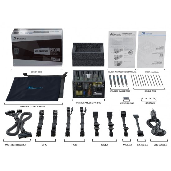 Seasonic безвентилаторно захранване PSU 500W Fanless - PRIME FANLESS PX-500 - SSR-500PL