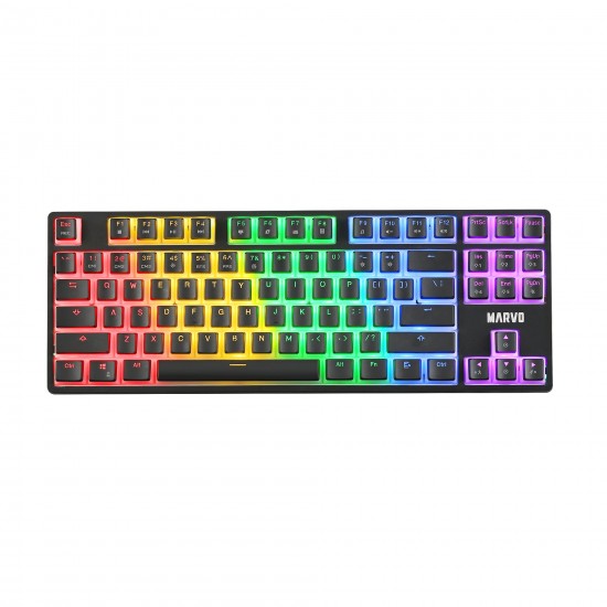 Marvo механична клавиатура Gaming Mechanical Keyboard KG946 - Red switches, TKL, Wrist Rest, Rainbow