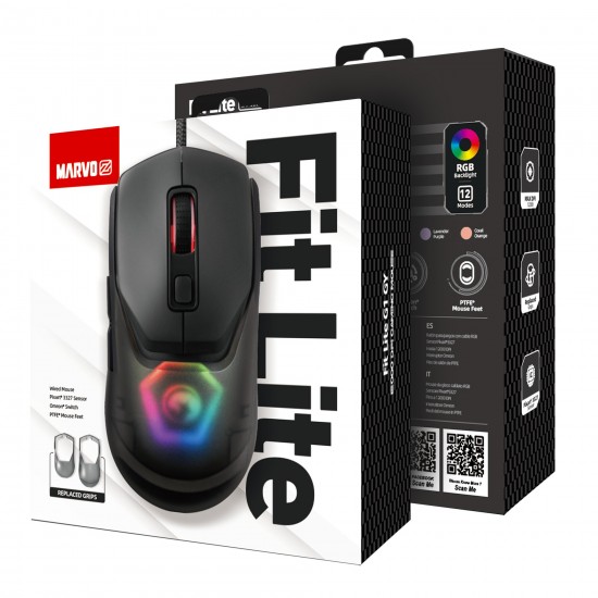 Marvo геймърска мишка FIT LITE Mouse, Black