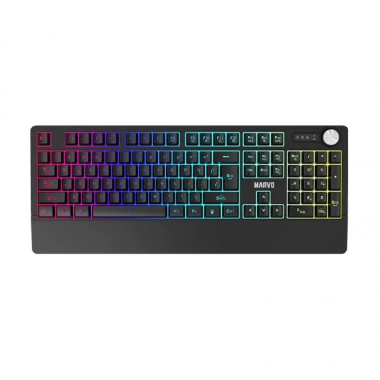 Marvo геймърска клавиатура Gaming Keyboard K660 - Wrist support, 104 keys, Anti-ghosting, RGB Backlight