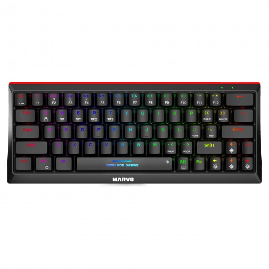 Marvo безжична механична геймърска клавиатура Wireless Gaming Mechanical keyboard KG962W - Bluetooth 5.0, 63 keys