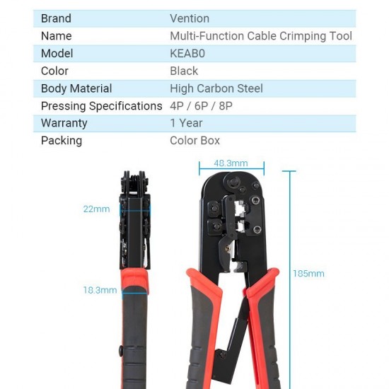 Vention Клещи за кримпване  Multi-Fuction Crimping Tool - KEAB0