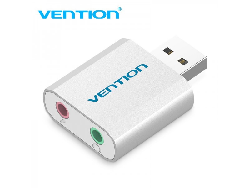 Vention външна звукова карта USB Sound card - Headphones, Mic, Silver - VAB-S13