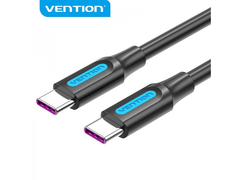 Vention Кабел USB 2.0 Type-C to Type-C - 0.5M Black 5A Fast Charge - COTBD