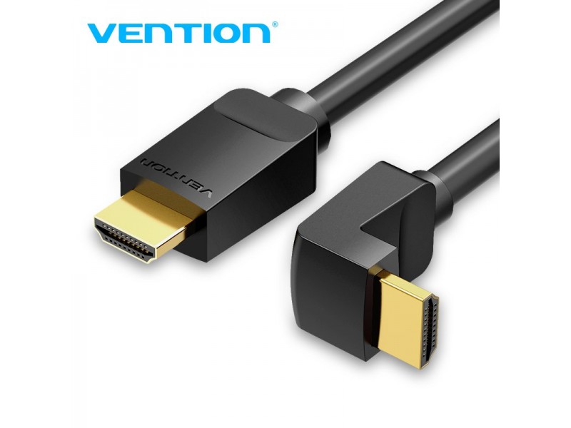 Vention Кабел HDMI Right Angle 90 Degree v2.0 M / M 4K/60Hz Gold - 2M Black - AARBH
