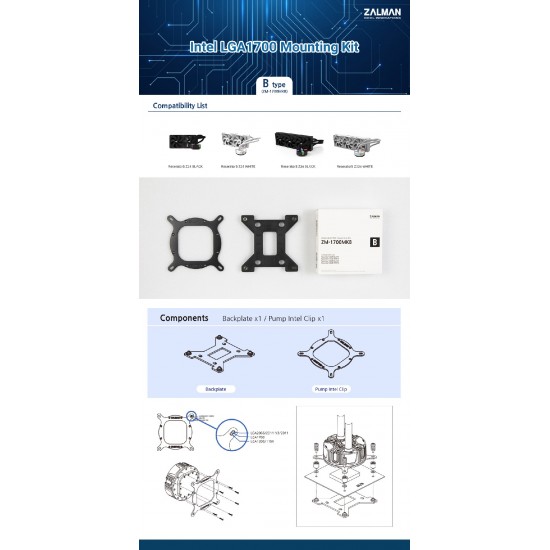 Zalman Mounting Kit LGA1700 TYPE-B for Reserator5 Z24/Z36 - ZM1700-MKB