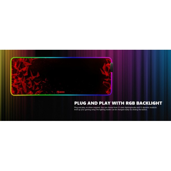 Marvo светеща подложка за мишка Gaming Mousepad MG011- Size XL, RGB, USB hub
