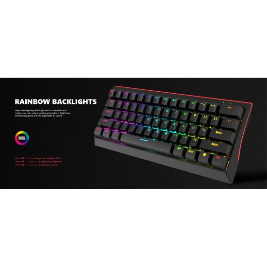 Marvo геймърска клавиатура Gaming Mechanical keyboard 61 keys TKL - KG962 - BLUE switches