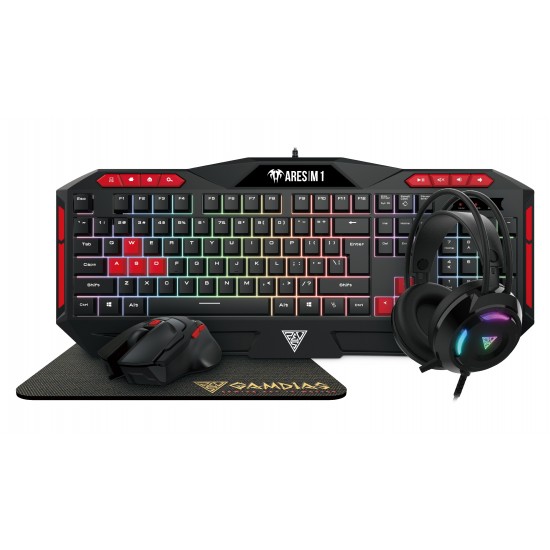 Gamdias геймърски комплект Gaming COMBO 4-in-1 Keyboard, Mouse, Headphones, Pad - POSEIDON M2