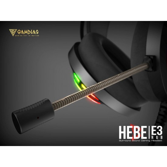 Gamdias геймърски слушалки Gaming Heaphones - HEBE E3 RGB - 50mm