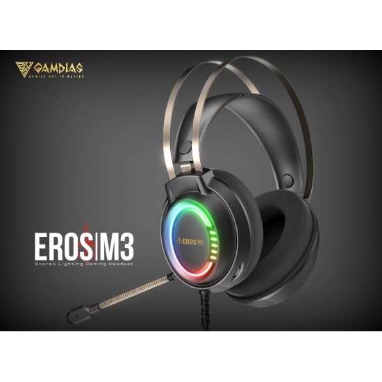 Gamdias геймърски слушалки Gaming Heaphones - EROS M3 RGB USB - 50mm