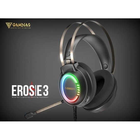 Gamdias геймърски слушалки Gaming Heaphones - EROS E3 RGB - 50mm