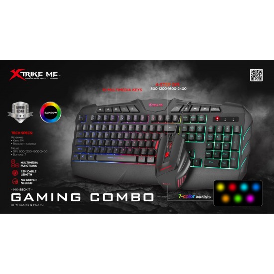 Xtrike ME Геймърски комплект Gaming COMBO 2-in-1 MK-880KIT - Keyboard, Mouse