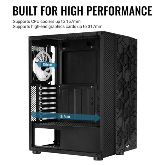 AeroCool кутия за компютър Case Hive v2 - Mesh panel, FRGB, Tempered Glass, 4 Fans - ACCM-PV27043.11