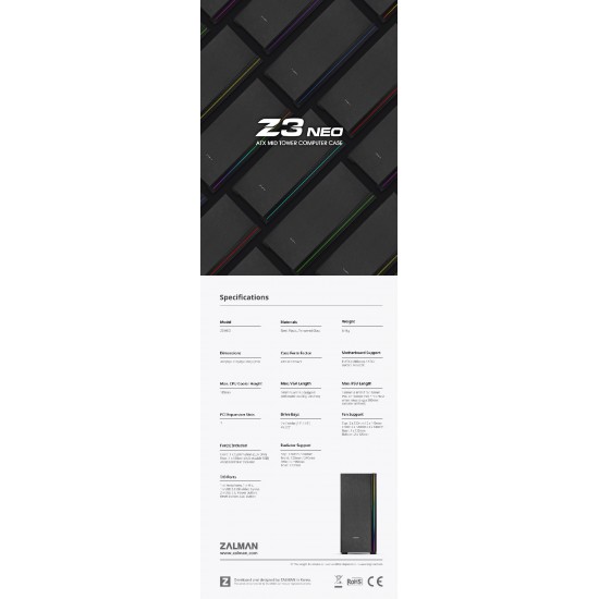Zalman кутия за компютър Case ATX - Z3 NEO - aRGB