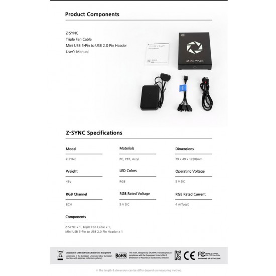 Zalman контролер за вентилатори RGB Fan Hub 8ch aRGB - Z-SYNC