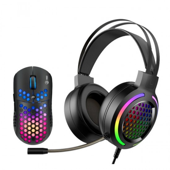 Marvo Геймърски комплект Gaming COMBO MH01 Black 2-in-1 - Headset, Mouse - RGB - MARVO-MH01BK