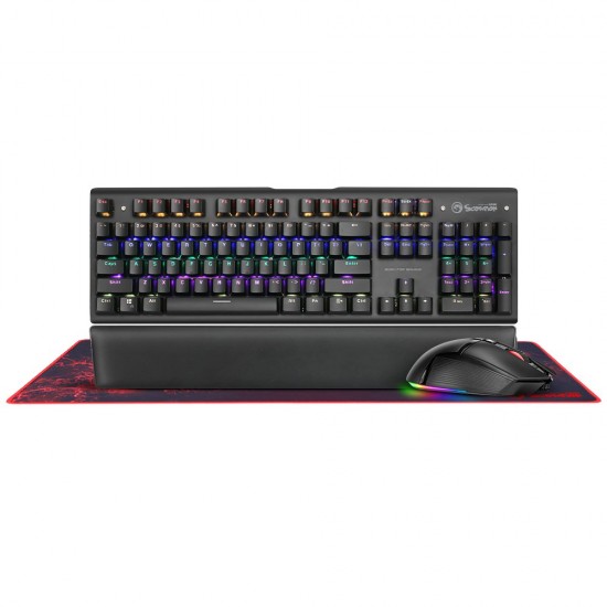 Marvo Геймърски комплект Gaming COMBO CM420 4-in-1 - Mechanical Keyboard, Mouse, Mousepad, Wristpad - MARVO-CM420