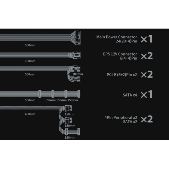 DeepCool захранване PSU 750W - 80+ Gold, Full Modular -  DQ750-M-V2L