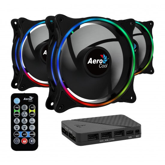 AeroCool комплект вентилатори Fan Pack 3-in-1 3x120mm - ECLIPSE 12 Pro - Addressable RGB with Hub, Remote - ACF3-EL10217.12
