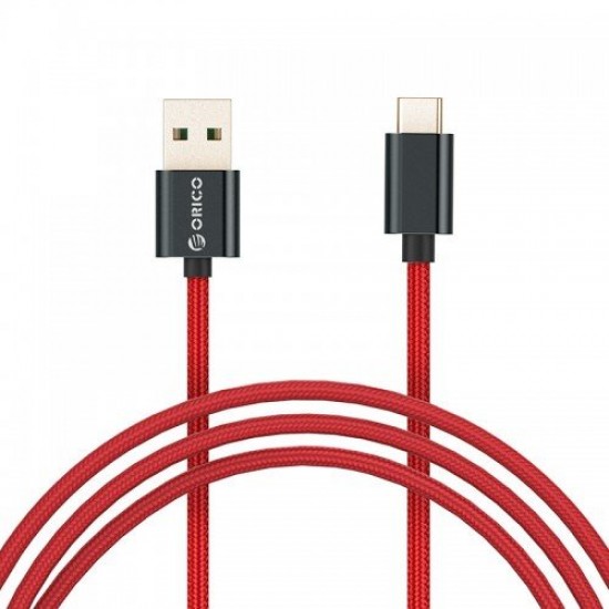 Orico кабел Cable - USB2.0 Type A to Type-C - 5A Fast Charging, Kevlar Braided, 1m - KAC-10-RD