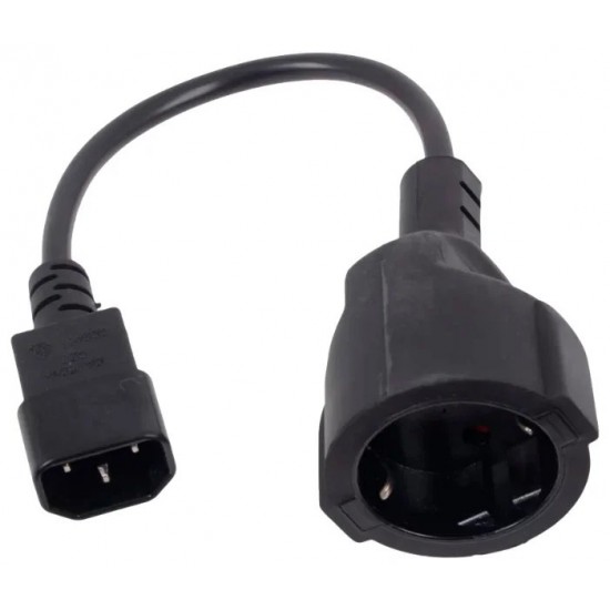 VCom захранващ кабел Cable Power Ext IEC 320 C14 / SCHUKO F 0.2m 16A Black - CE002-CU1.5mm-0.2m