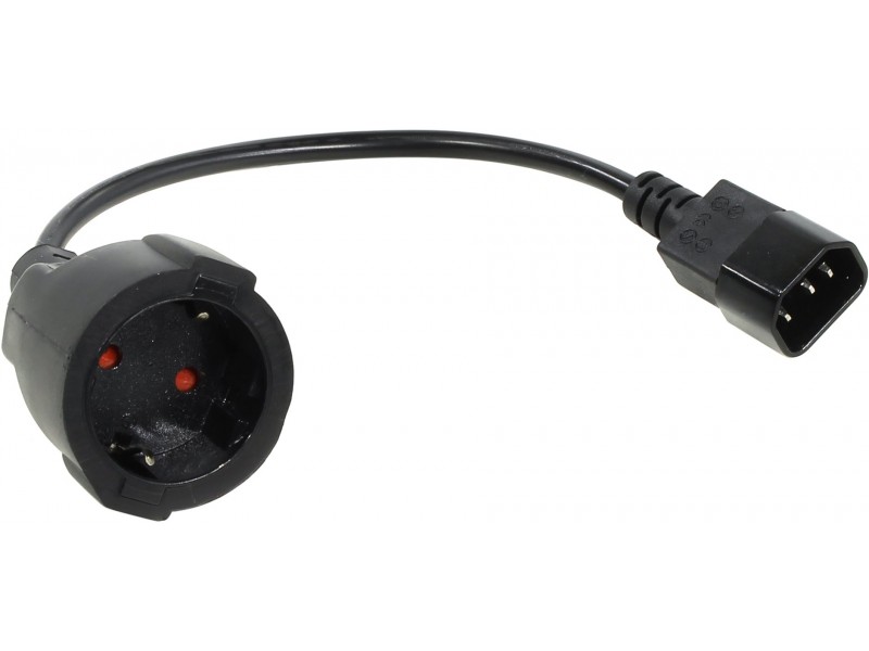 VCom захранващ кабел Cable Power Ext IEC 320 C14 / SCHUKO F 0.2m 16A Black - CE002-CU1.5mm-0.2m