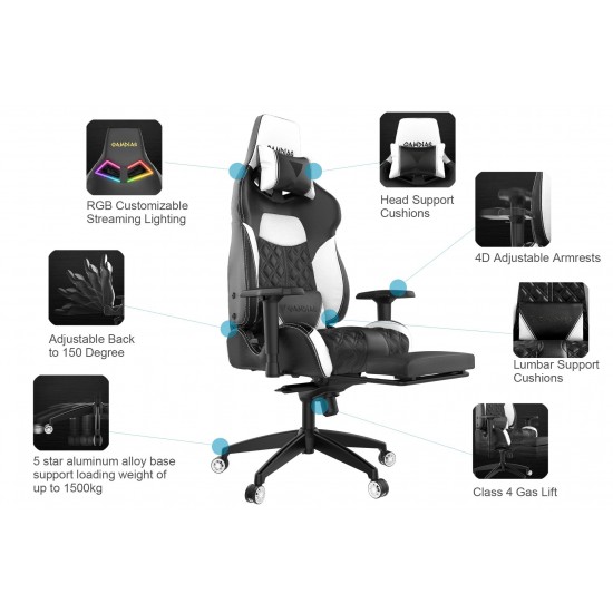 Gamdias геймърски стол Gaming Chair - ACHILLES P1-L RGB Black/Red