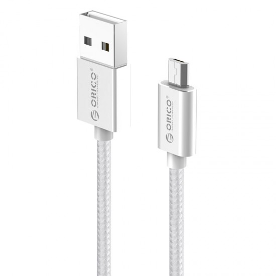 Orico кабел Cable - USB AM to Micro BM 1.0m, 2.4A charging, silver - EDC-10-SV