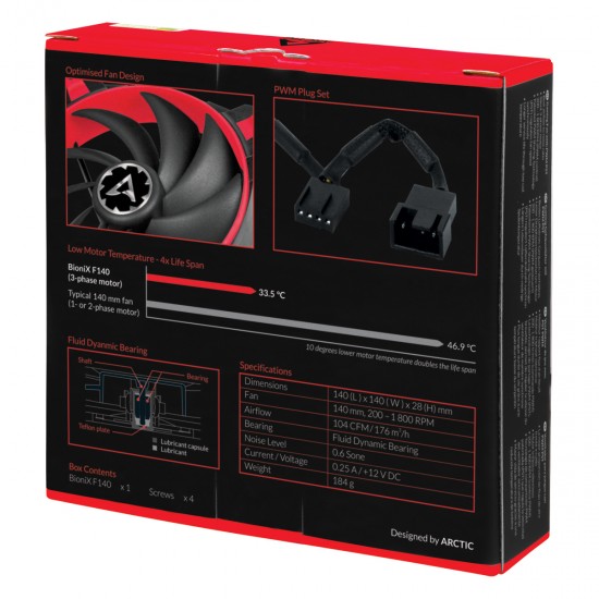 Arctic вентилатор Fan 140mm BioniX F140 Red