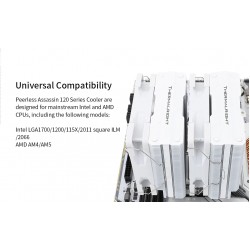 Thermalright охладител CPU Cooler Peerless Assassin 120 White A-RGB - Dual-Tower - LGA1851/LGA1700/AM5 Thermalright охладител CPU Cooler Peerless Assassin 120 White A-RGB - Dual-Tower - LGA1851/LGA1700/AM5