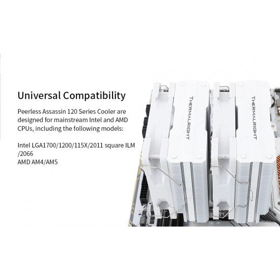 Thermalright охладител CPU Cooler Peerless Assassin 120 White A-RGB - Dual-Tower - LGA1851/LGA1700/AM5