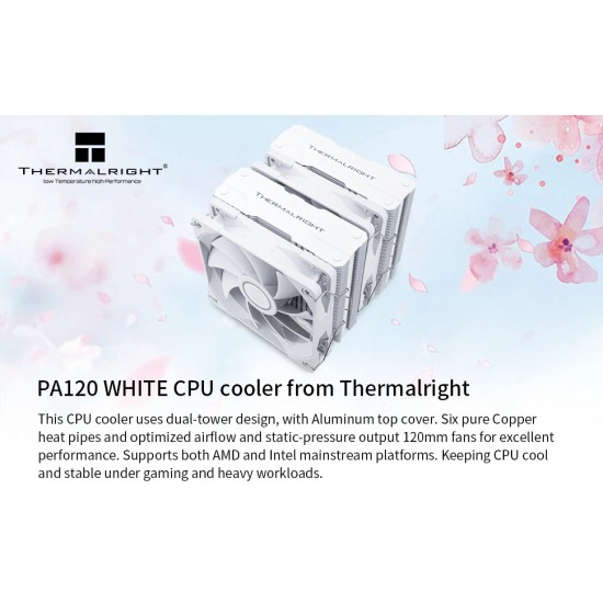 Thermalright охладител CPU Cooler Peerless Assassin 120 White - Dual-Tower - LGA1851/LGA1700/AM5