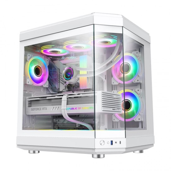 Gamemax кутия Case ATX - HYPE White - Addressable RGB