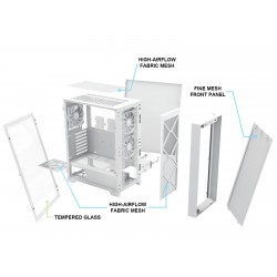 Montech кутия AIR 1000 LITE, Mid-tower Case, TG, 3x120mm Fans, White