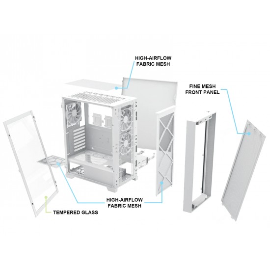 Montech кутия AIR 1000 LITE, Mid-tower Case, TG, 3x120mm Fans, White