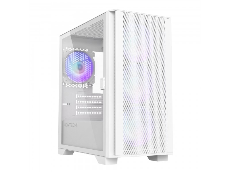 Montech кутия AIR 100 ARGB, Micro ATX Case, TG, 4x120mm ARGB Fans, White