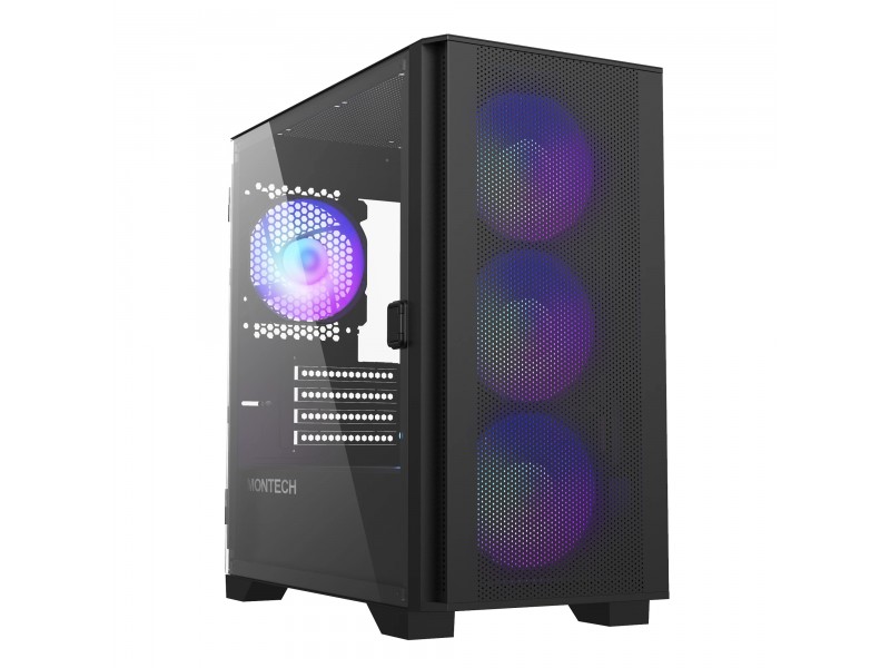 Montech кутия AIR 100 ARGB, Micro ATX Case, TG, 4x120mm ARGB Fans, Black