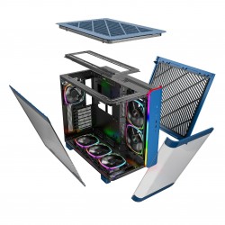 Montech кутия KING 95 Pro, Dual Chamber Mid-tower Case, 6 ARGB Fans, 2 Front Panels, Prussian Blue Montech кутия KING 95 Pro, Dual Chamber Mid-tower Case, 6 ARGB Fans, 2 Front Panels, Prussian Blue