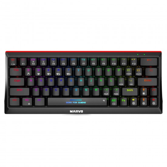 Marvo безжична механична геймърска клавиатура Wireless Gaming Mechanical keyboard Hecate 61WR Black - KG962W-R - Bluetooth 5.0, 63 keys