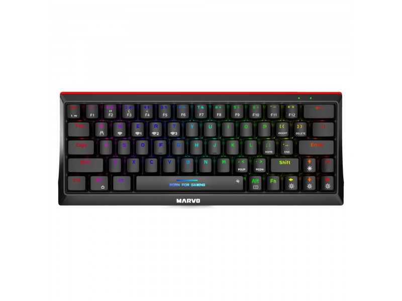 Marvo безжична механична геймърска клавиатура Wireless Gaming Mechanical keyboard Hecate 61WR Black - KG962W-R - Bluetooth 5.0, 63 keys
