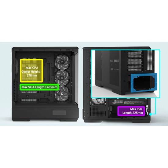 Zalman кутия Case ATX - P50 DS Black - Digital Display, Addressable RGB