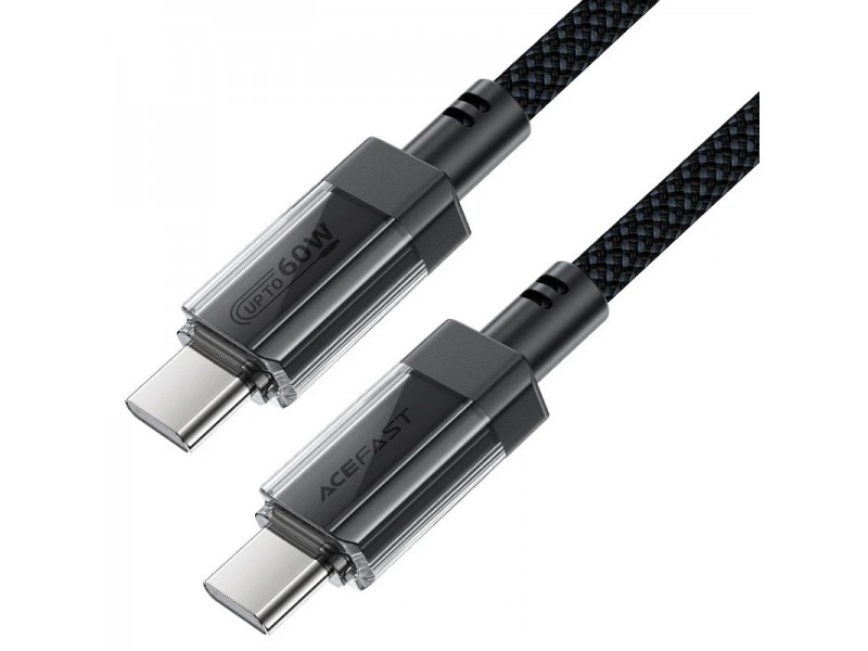 Acefast Кабел USB-C to USB-C Cable 60W Stainless steel in transparent shell 1.2m - C12-03 - Black